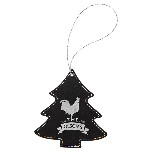 Black/Silver Leatherette Tree Ornament