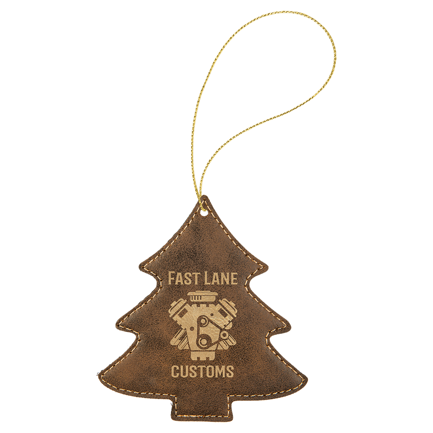 Rustic/Gold Leatherette Tree Ornament