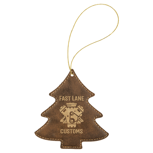 Rustic/Gold Leatherette Tree Ornament