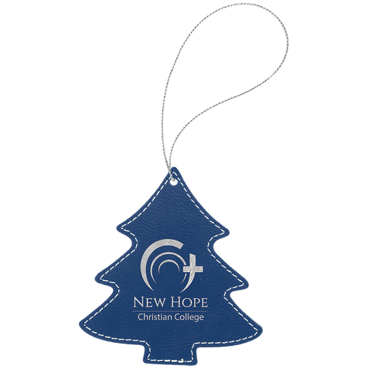 Blue/Silver Leatherette Tree Ornament