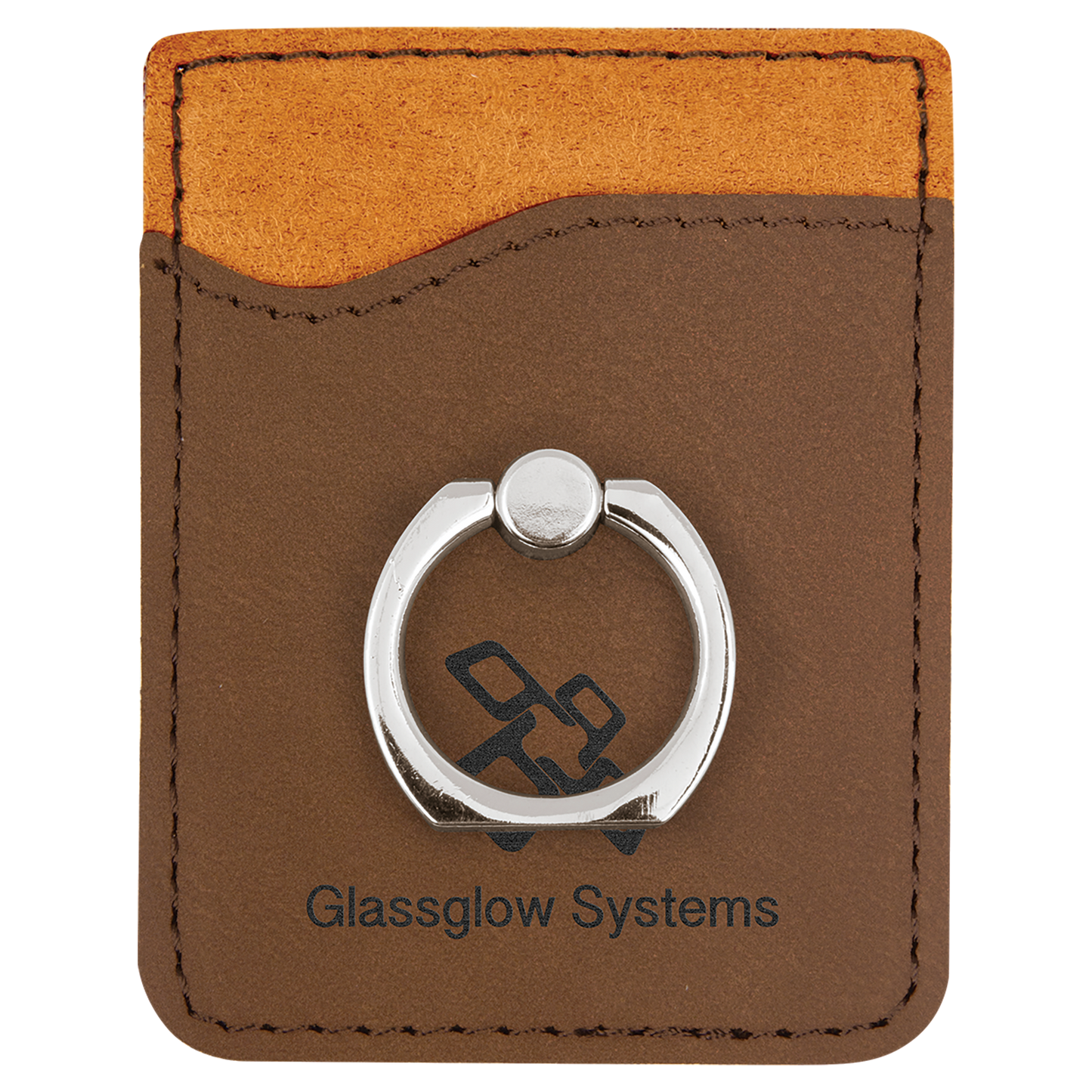 Dark Brown Leatherette Phone Wallet with Ring