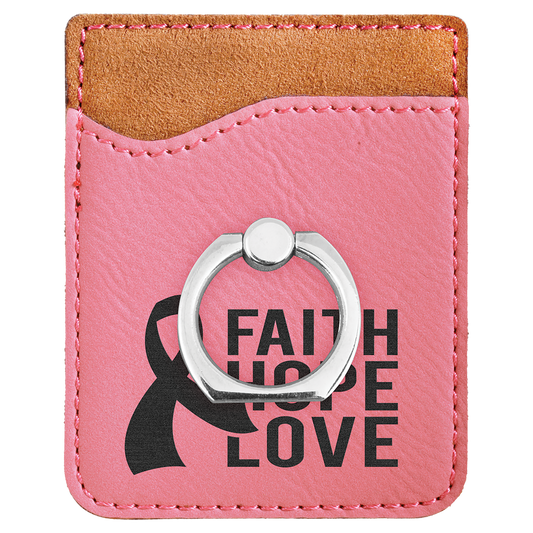 Pink Leatherette Phone Wallet with Ring