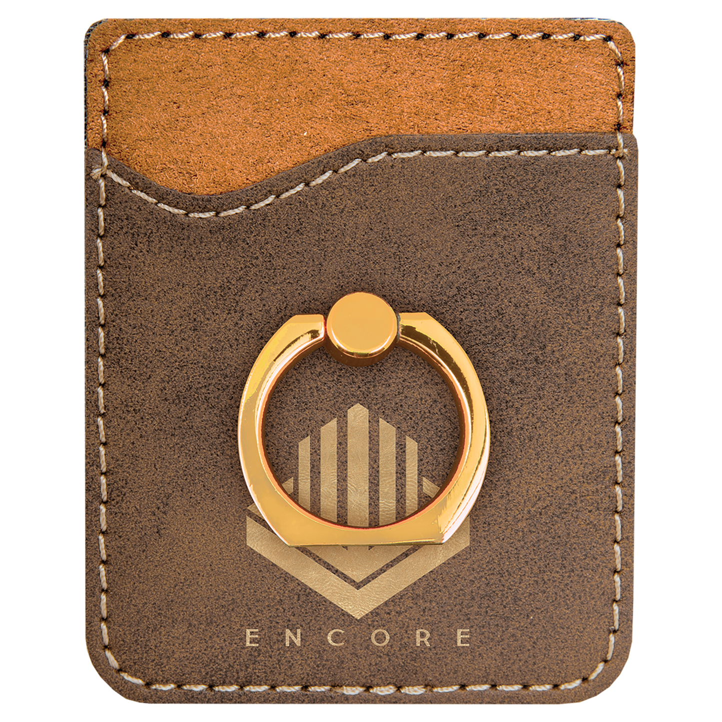 Rustic/Gold Leatherette Phone Wallet with Ring