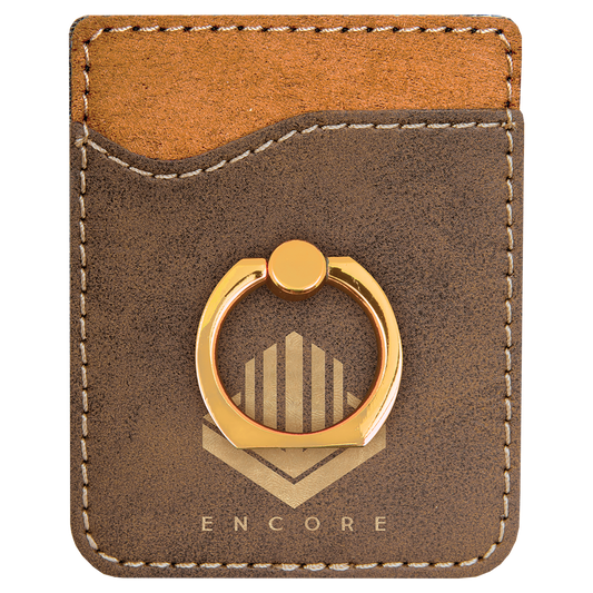 Rustic/Gold Leatherette Phone Wallet with Ring