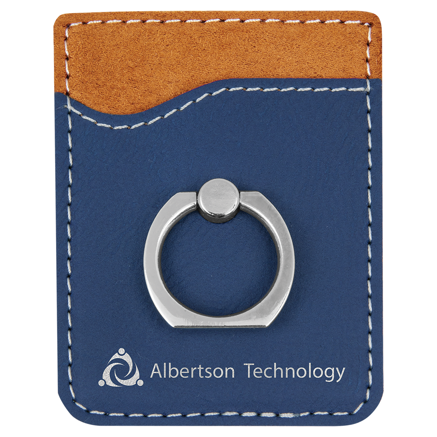 Blue/Silver Leatherette Phone Wallet with Ring