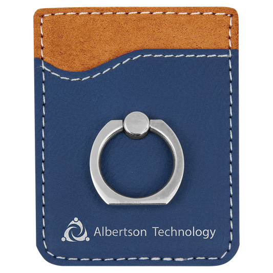 Blue/Silver Leatherette Phone Wallet with Ring