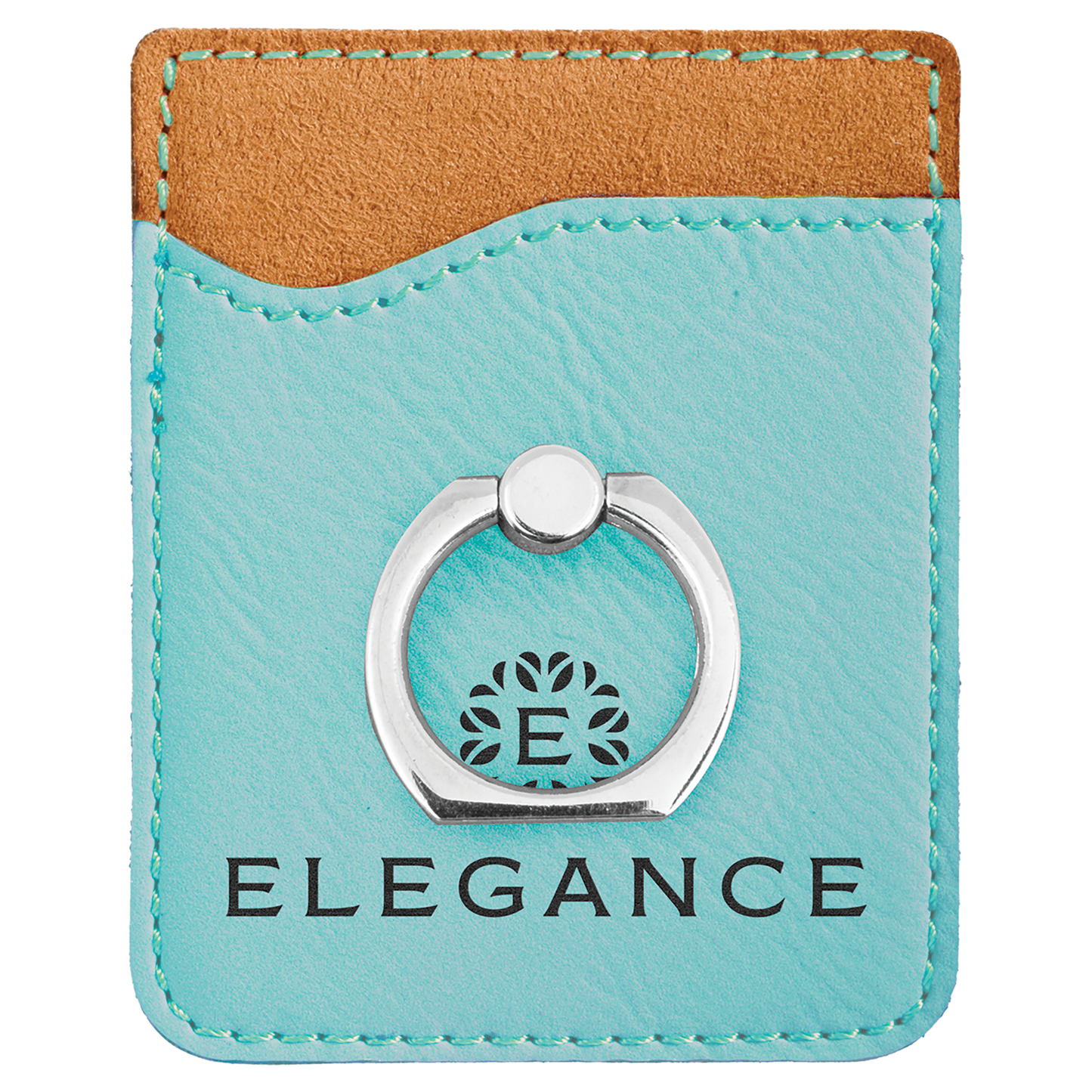 Teal Leatherette Phone Wallet with Ring
