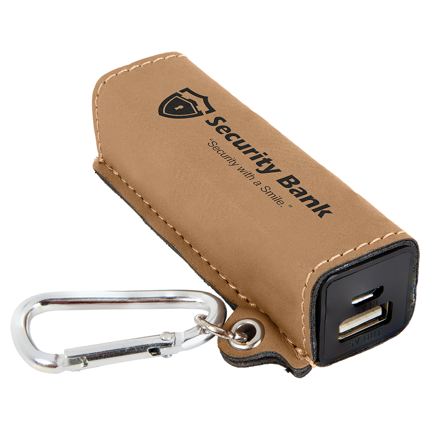 Light Brown Leatherette 2200mAh Rechargable Power Bank