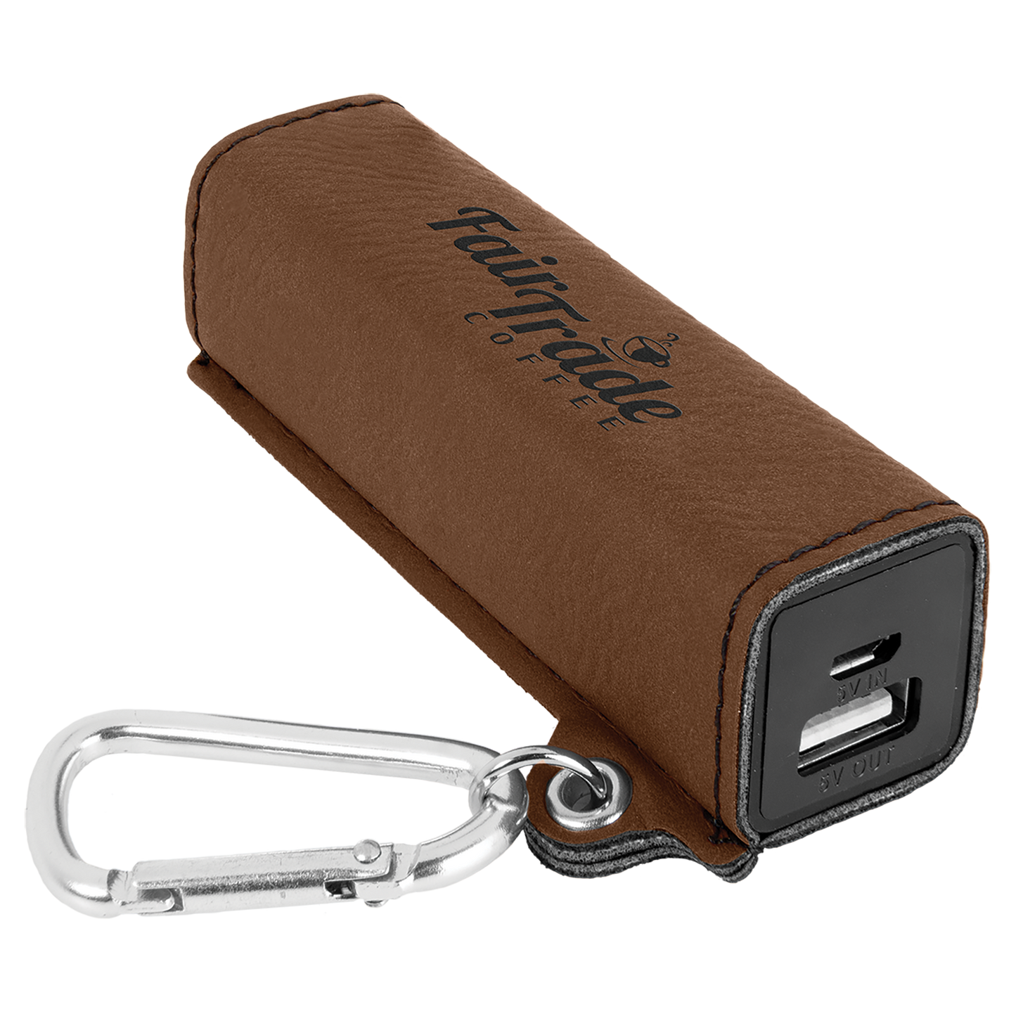 Dark Brown Leatherette 2200mAh Rechargable Power Bank