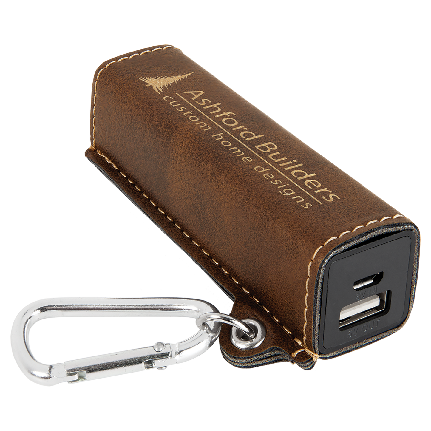 Rustic/Gold Leatherette 2200mAh Rechargable Power Bank