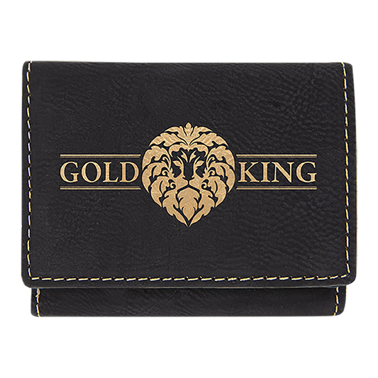 Black/Gold Leatherette Trifold Wallet