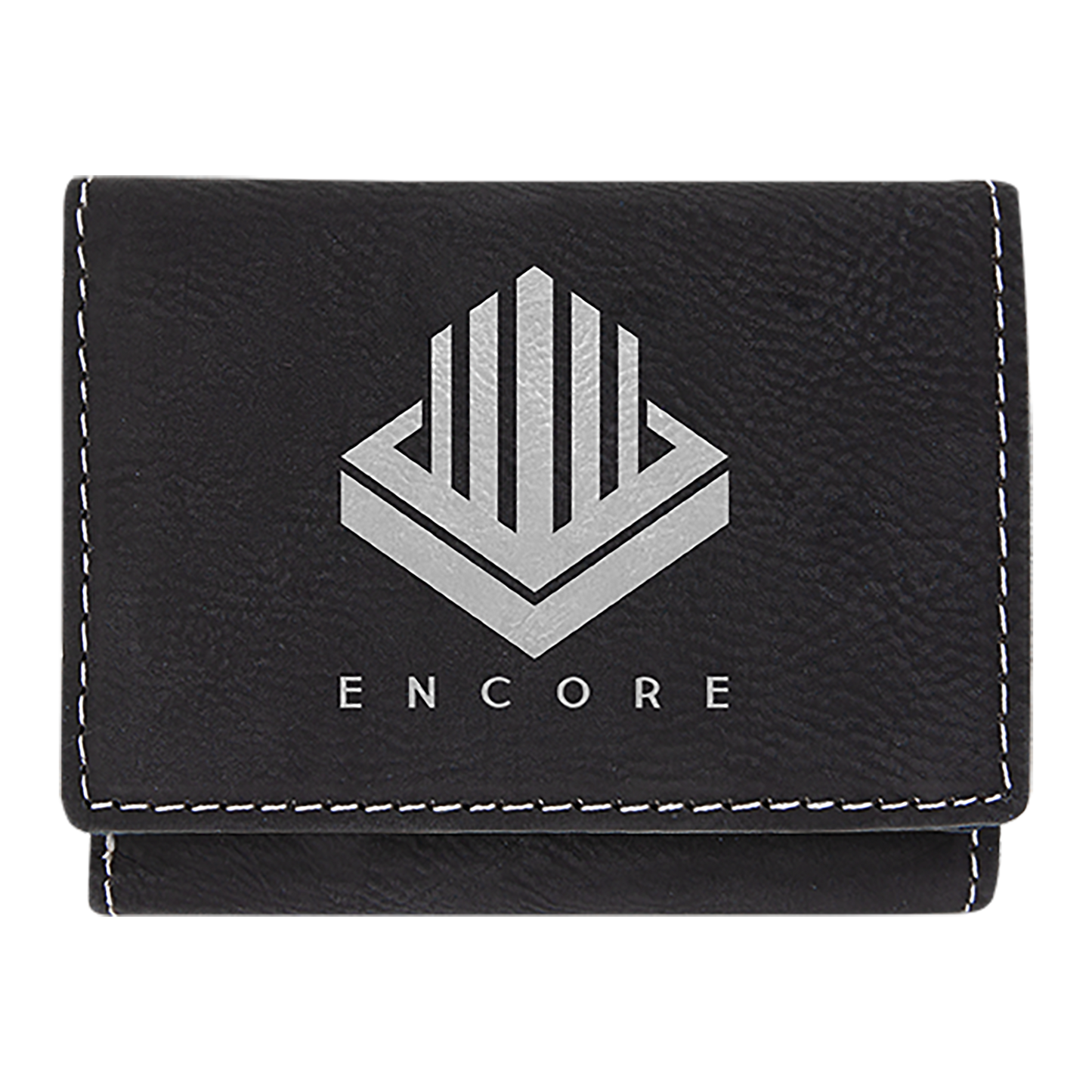 Black/Silver Leatherette Trifold Wallet