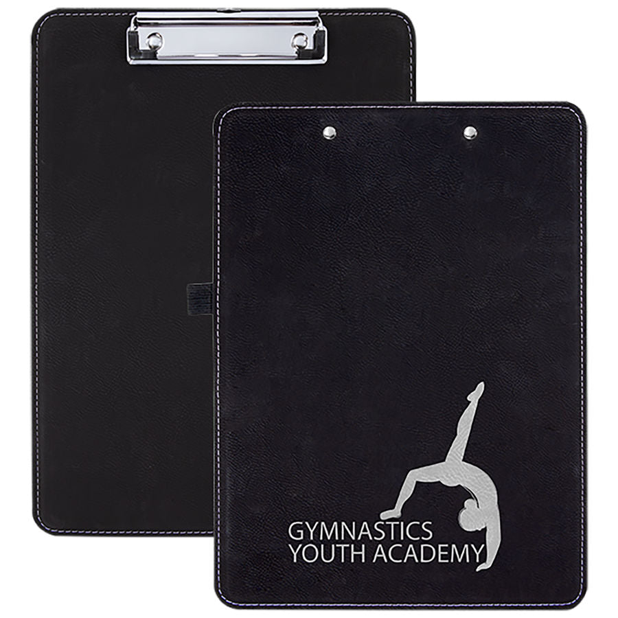 Black/Silver Laserable Leatherette Clip Board