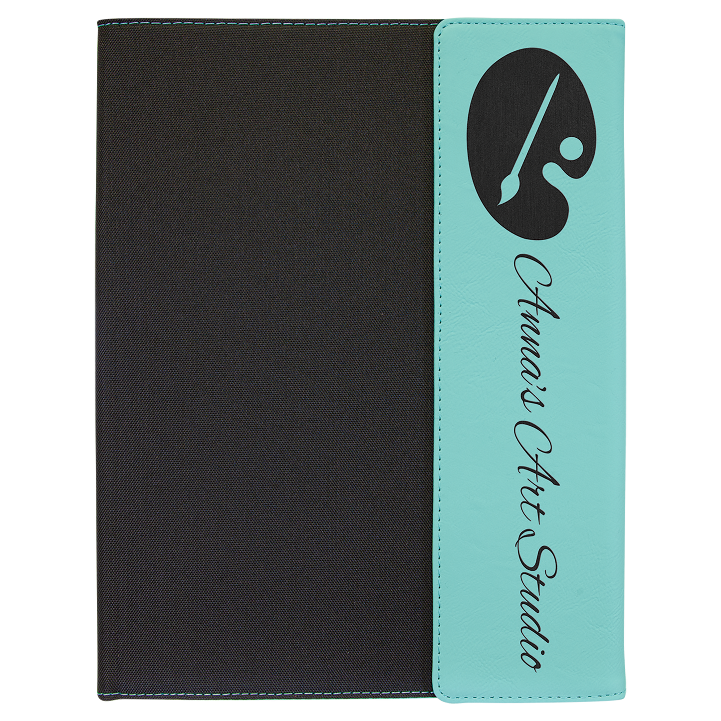 Teal Lasered Leatherette Lasered Leatherette with Black Canvas Portfolio