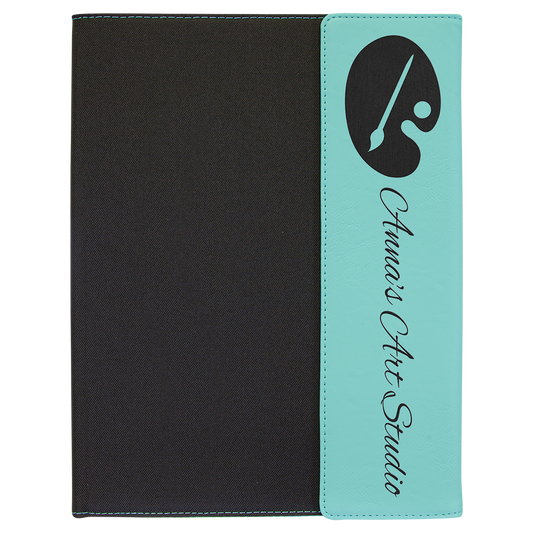 Teal Lasered Leatherette Lasered Leatherette with Black Canvas Portfolio