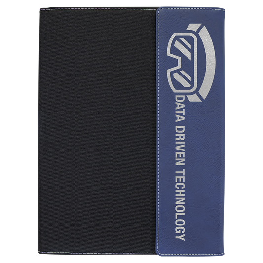 Blue/Silver Lasered Leatherette with Black Canvas Portfolio