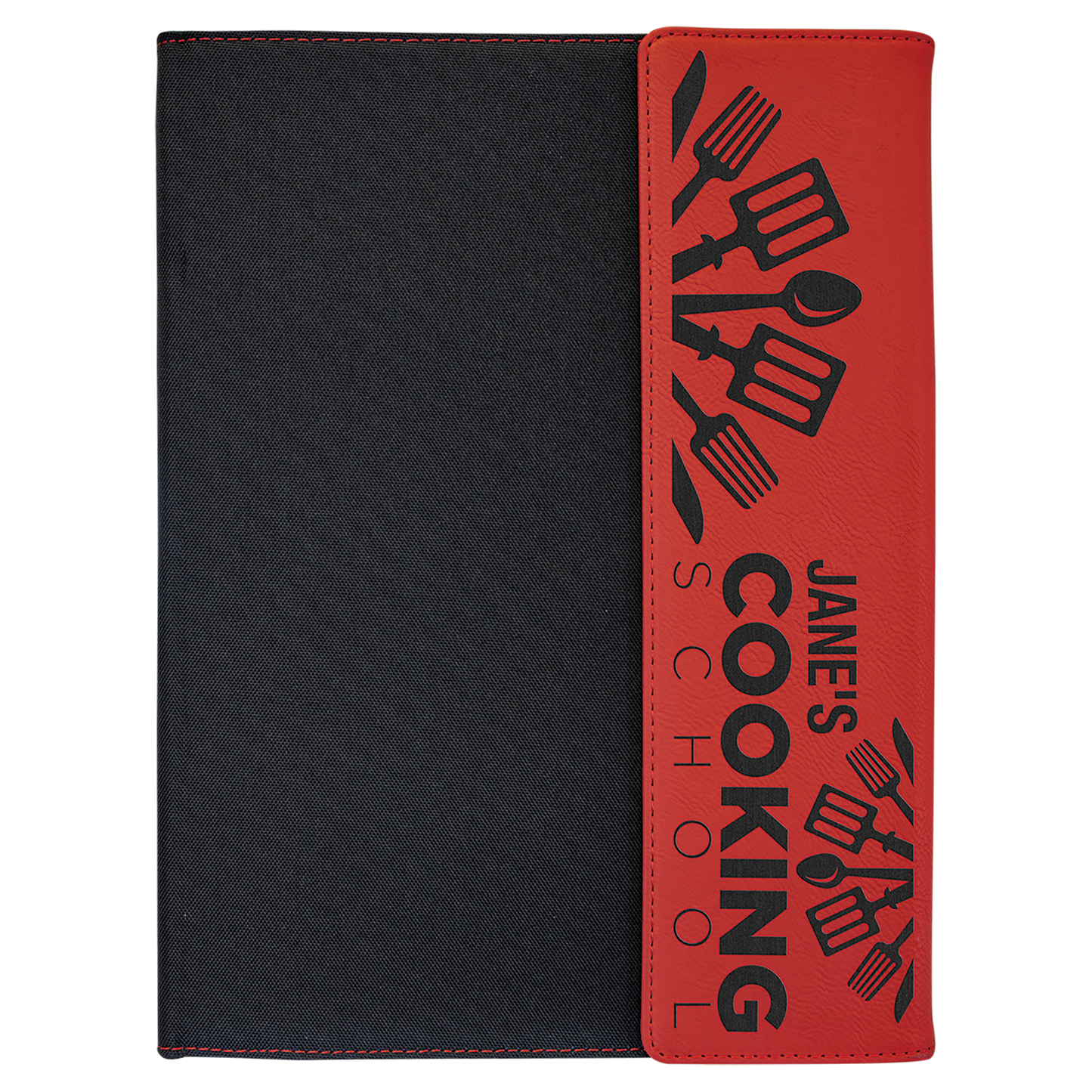 Red Lasered Leatherette with Black Canvas Portfolio