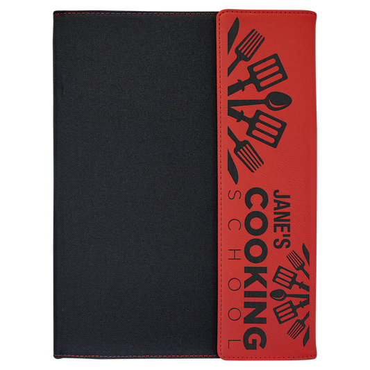 Red Lasered Leatherette with Black Canvas Portfolio