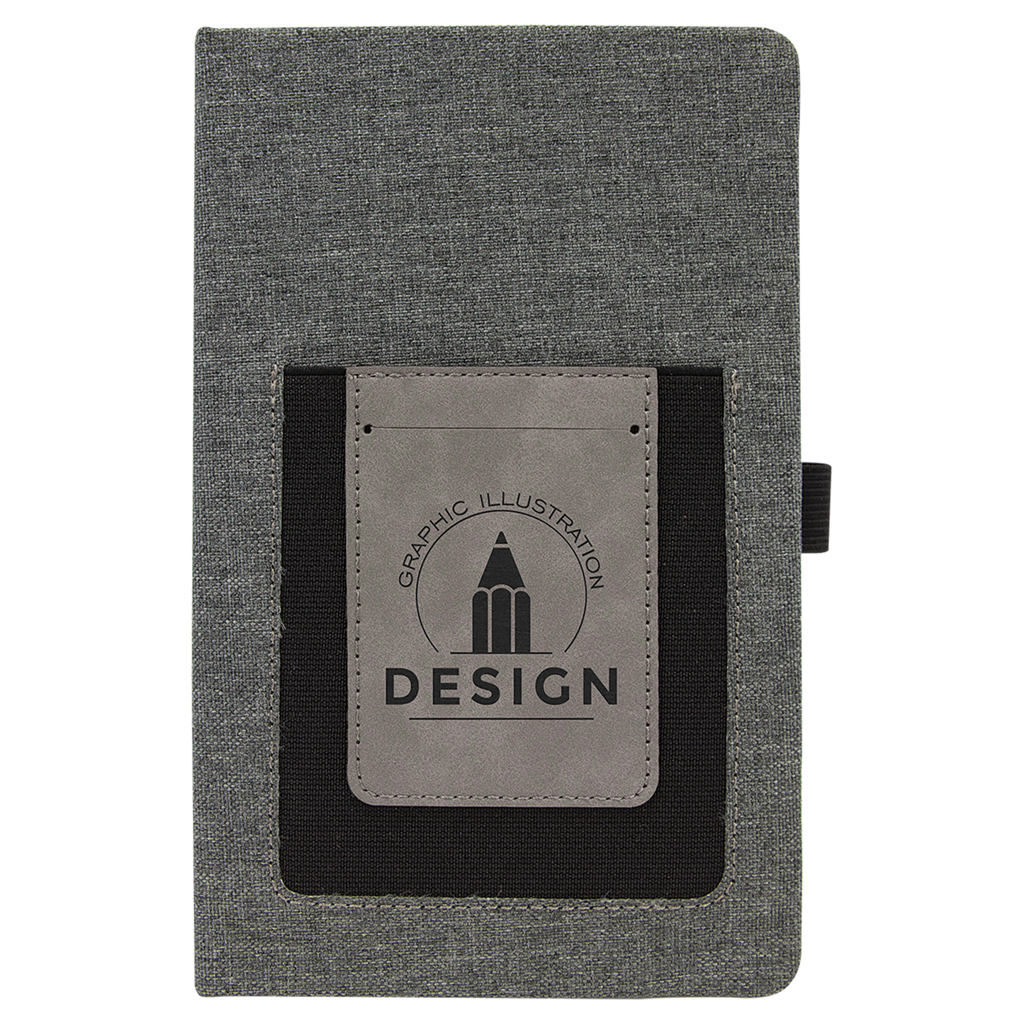 Gray Canvas Journal with Gray Leatherette Cell Phone Pocket & Card Holder
