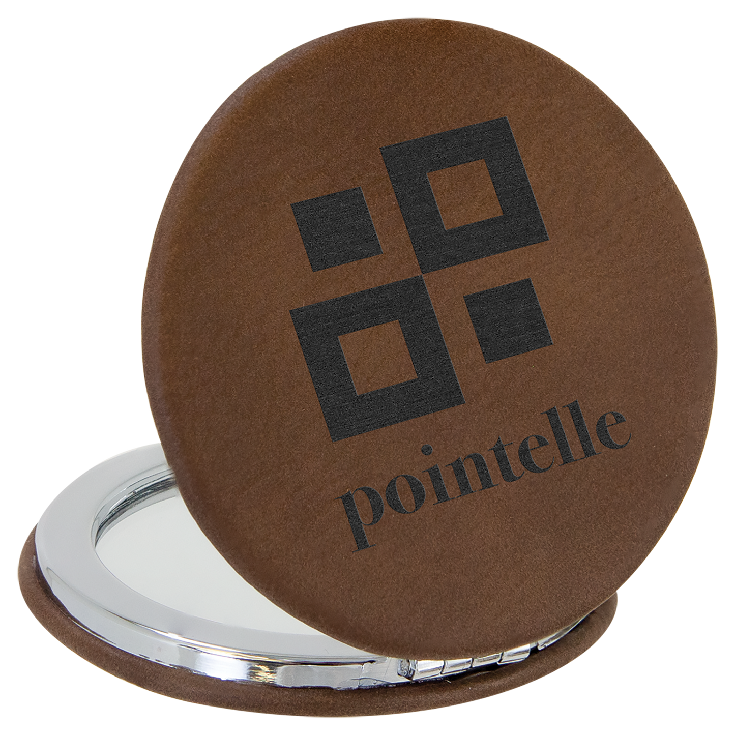 Dark Brown Leatherette Compact Mirror