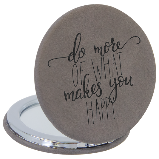 Gray Leatherette Compact Mirror