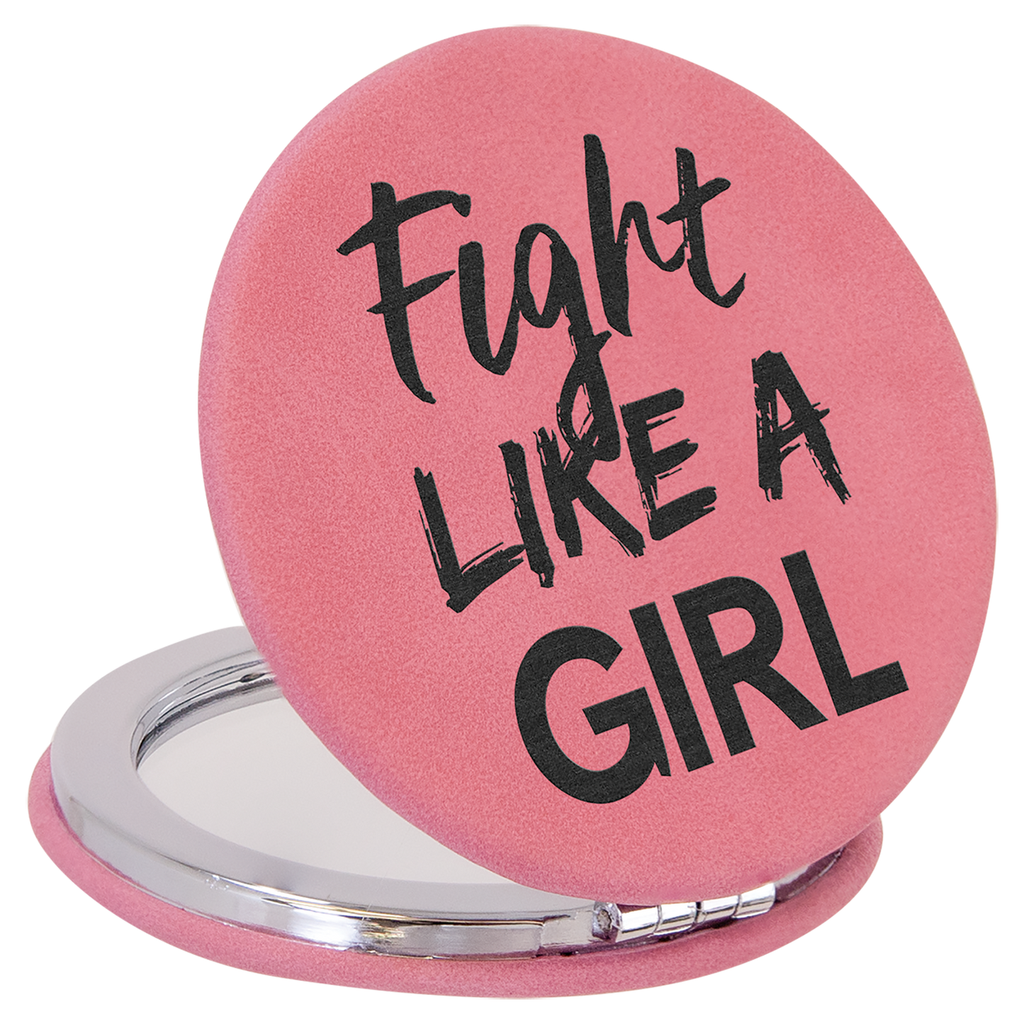 Pink Leatherette Compact Mirror