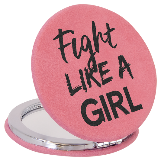 Pink Leatherette Compact Mirror