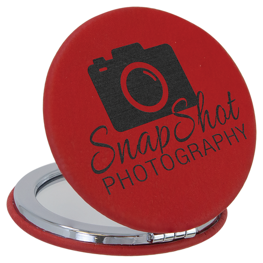 Red Leatherette Compact Mirror