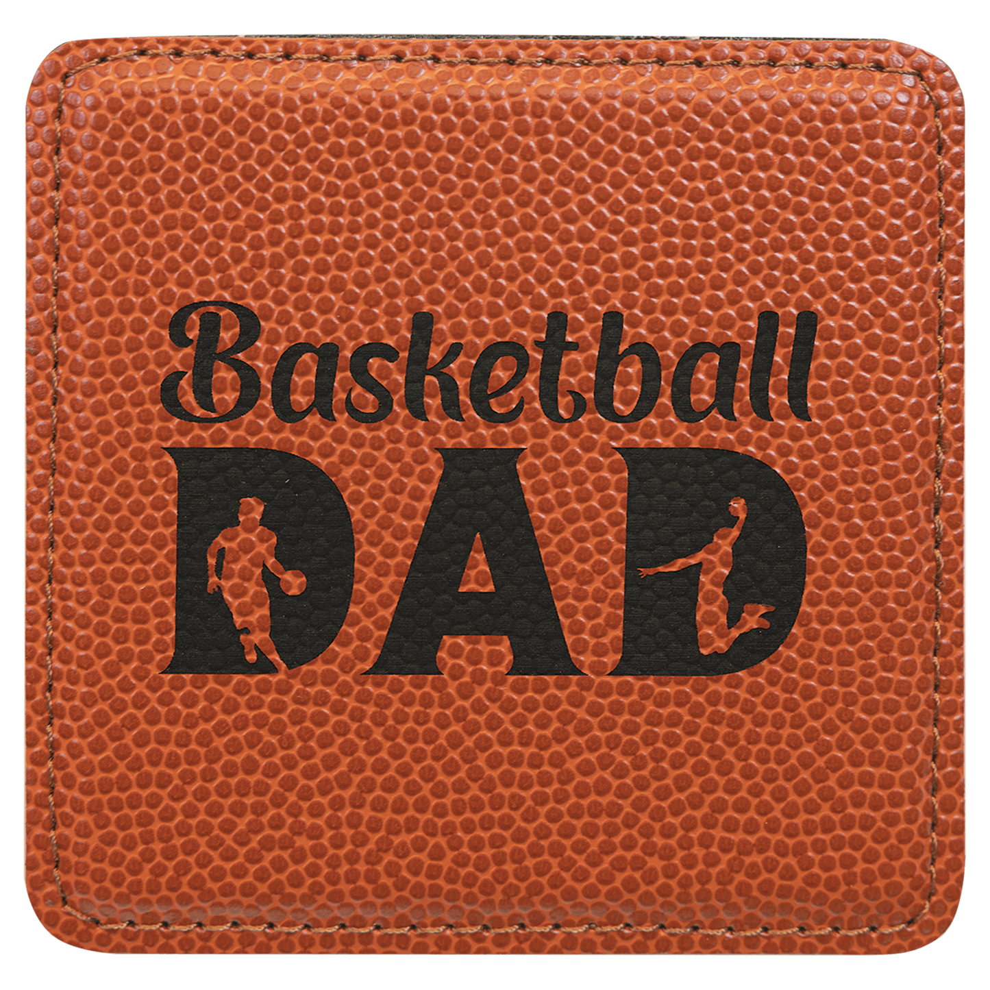 4" x 4" Square Basketball Laserable Leatherette Coaster