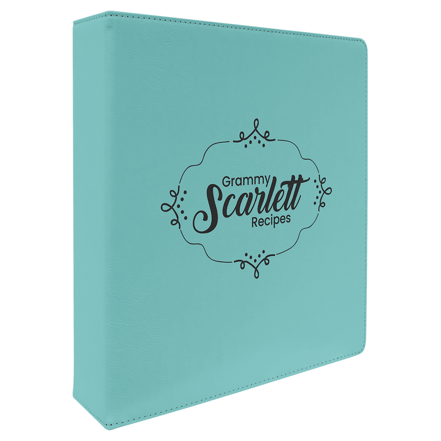 11" x 11 1/2" Teal Leatherette 3 Ring Binder with 2" Slant D Rings