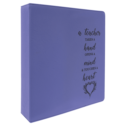 11" x 11 1/2" Purple/Black Leatherette 3 Ring Binder with 2" Slant D Rings