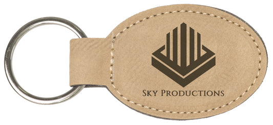 Light Brown Leatherette Oval Keychain