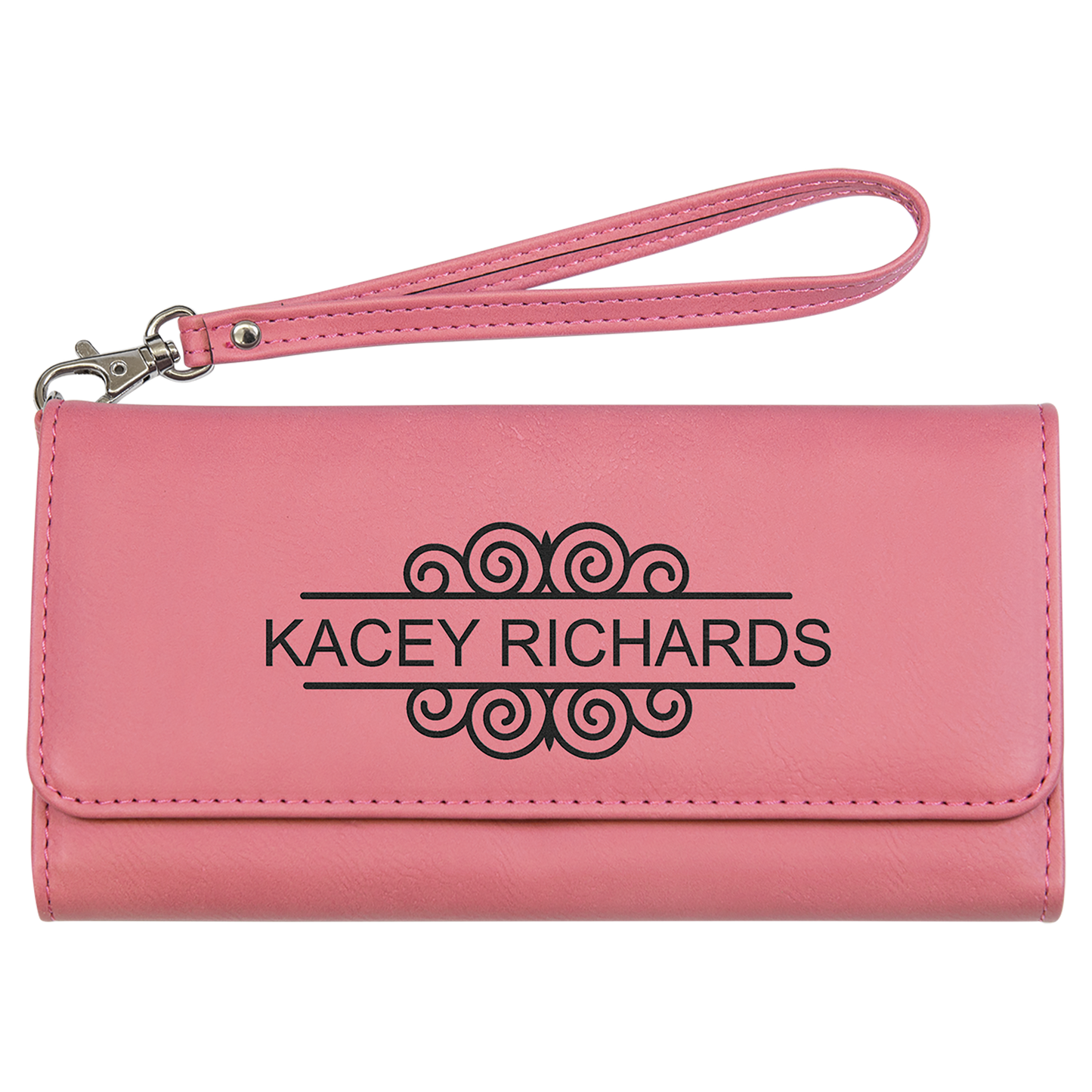Pink Leatherette Wallet with Wrist Strap