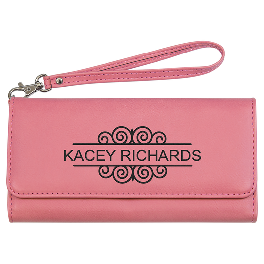 Pink Leatherette Wallet with Wrist Strap