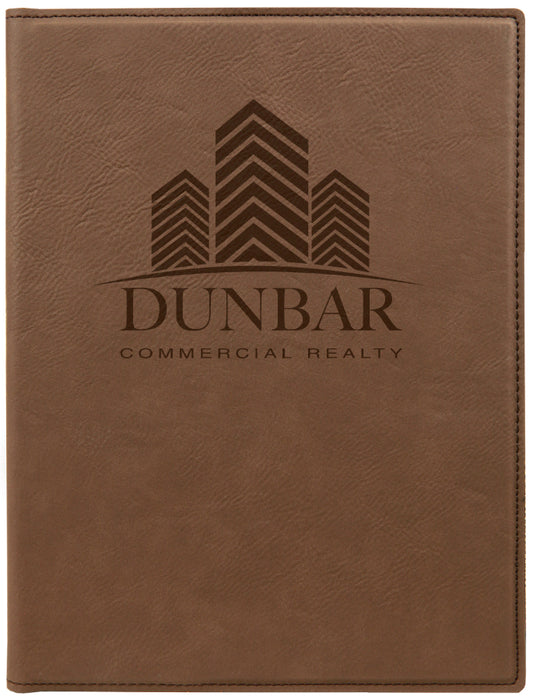 Dark Brown Small Leatherette Portfolio with Notepad