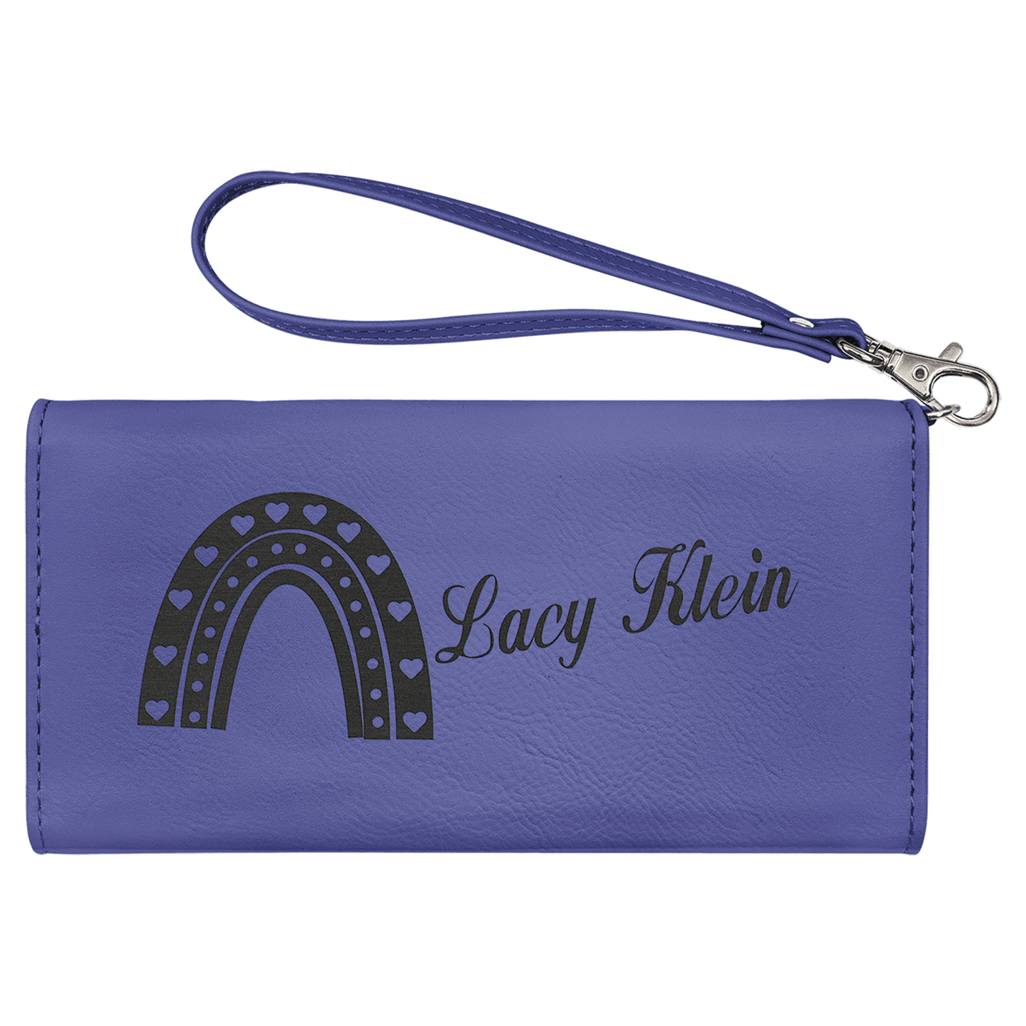 Purple Laserable Leatherette Wallet with Strap