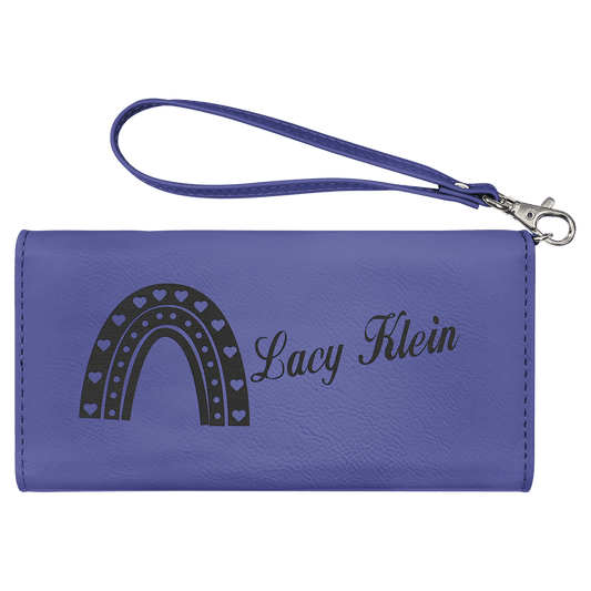 Purple Laserable Leatherette Wallet with Strap