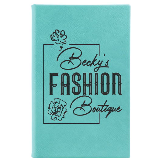 Teal Lasered Leatherette Sketch Book with White Unlined Paper