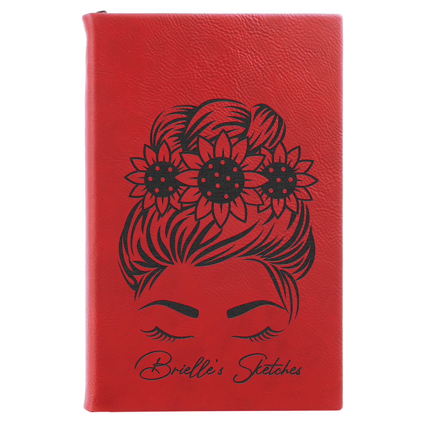 Red Leatherette Sketch Book with White Unlined Paper