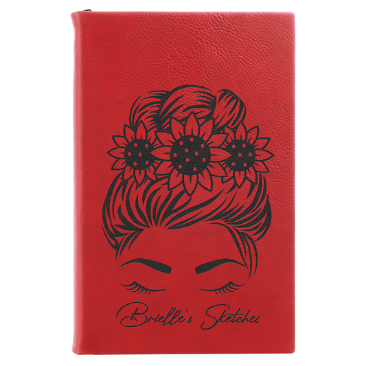 Red Leatherette Sketch Book with White Unlined Paper