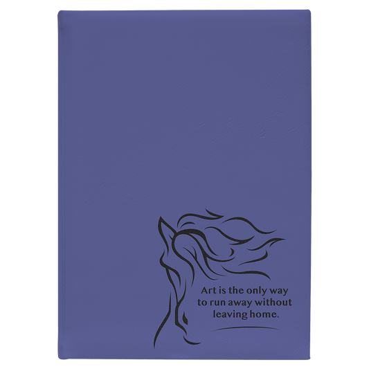 7" x 9 3/4" Purple Laserable Leatherette Sketch Book with Unlined Notepad