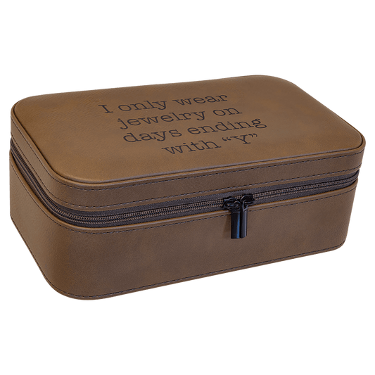 7 1/2" X 4 1/2" Dark Brown Laserable Leatherette Jewelry Box