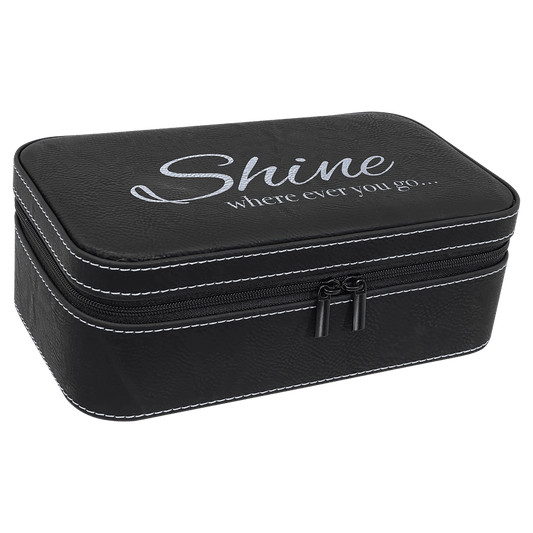 7 1/2" X 4 1/2" Black/Silver Laserable Leatherette Jewelry Box