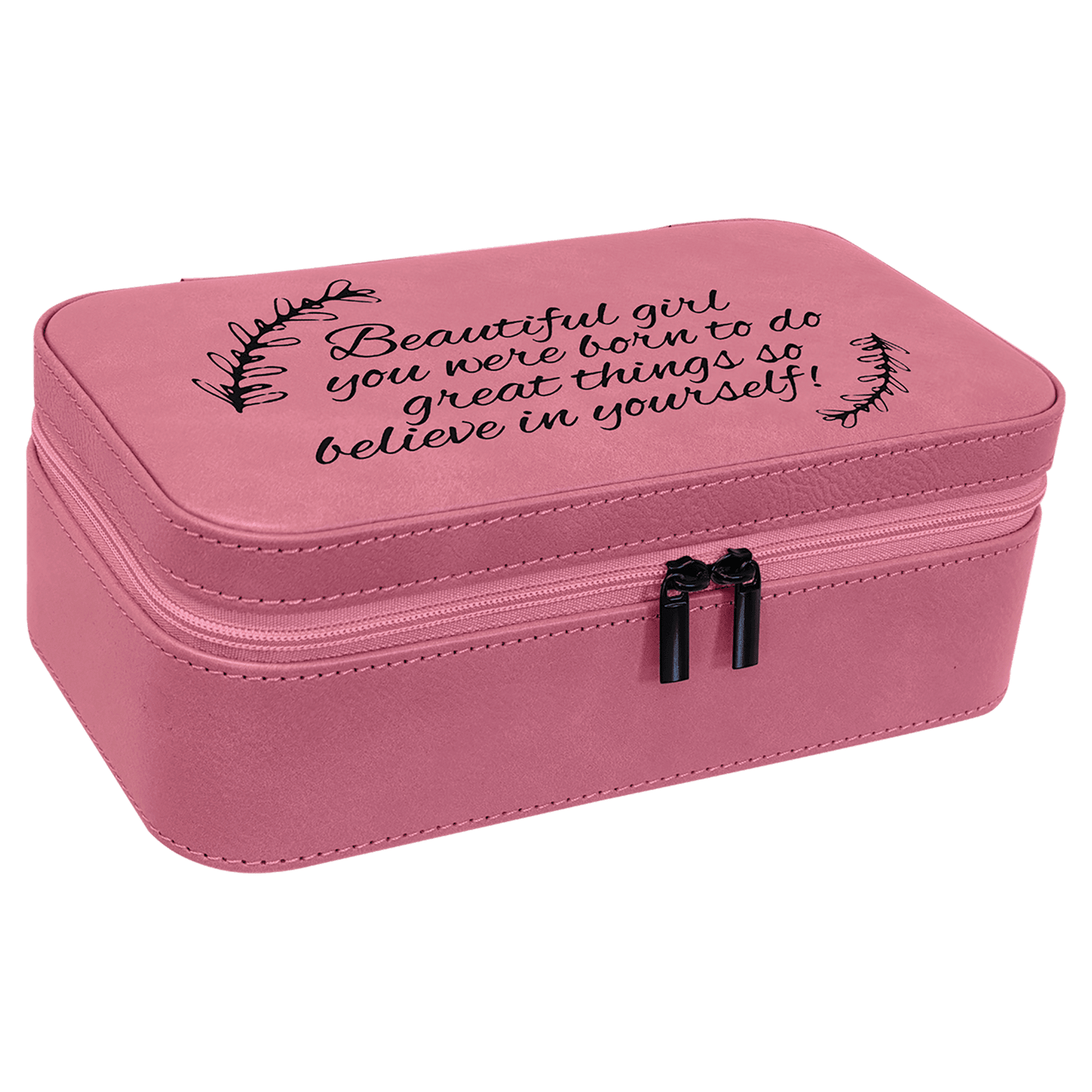 7 1/2" X 4 1/2" Pink Laserable Leatherette Jewelry Box