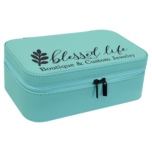 7 1/2" X 4 1/2" Teal Laserable Leatherette Jewelry Box