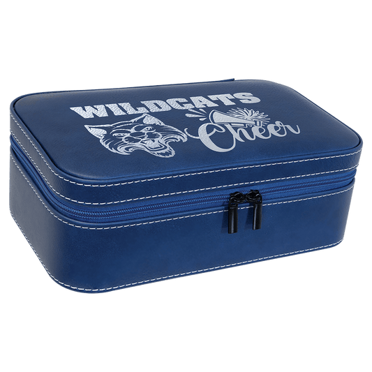 7 1/2" X 4 1/2" Blue/Silver Laserable Leatherette Jewelry Box