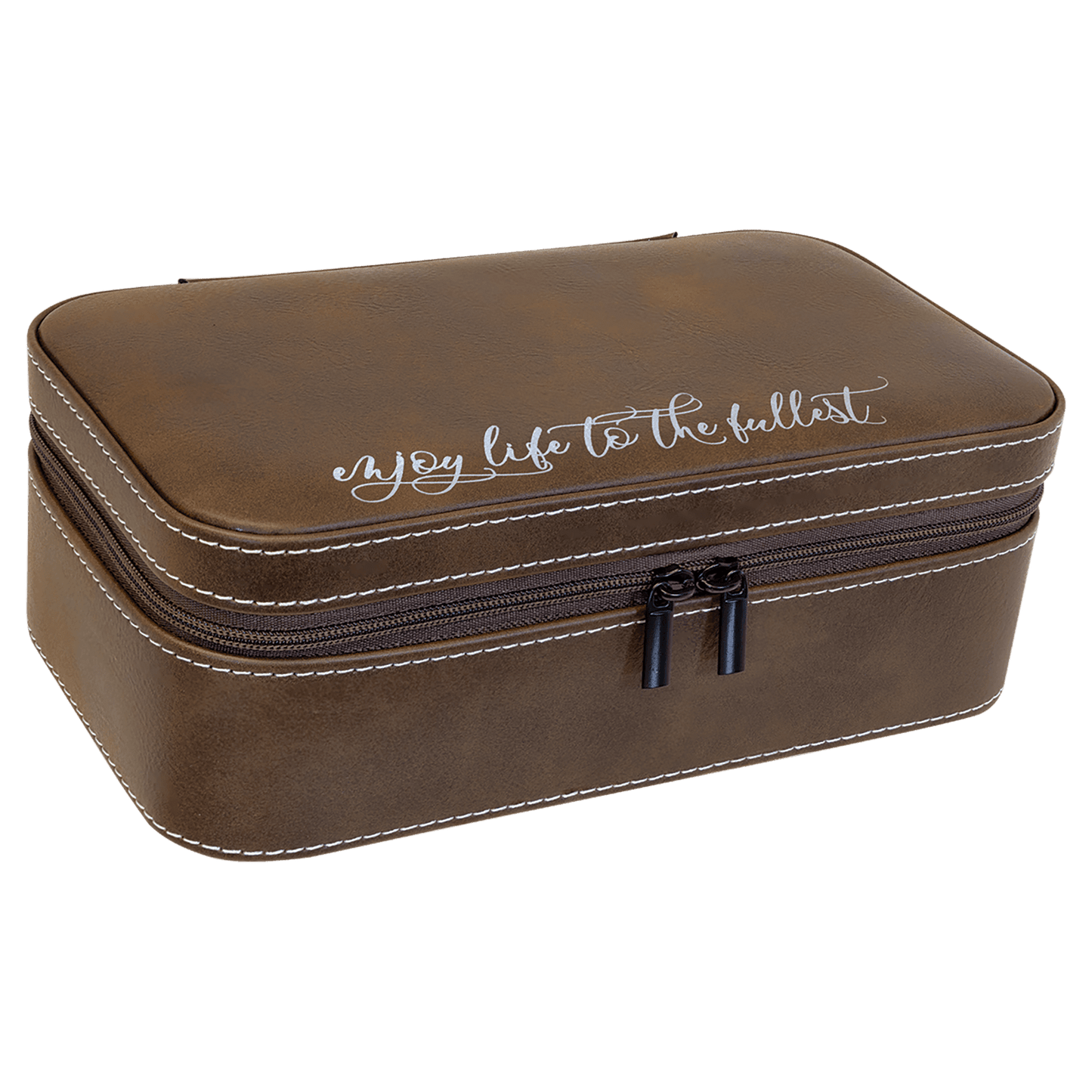 7 1/2" X 4 1/2" Rustic/Silver Laserable Leatherette Jewelry Box