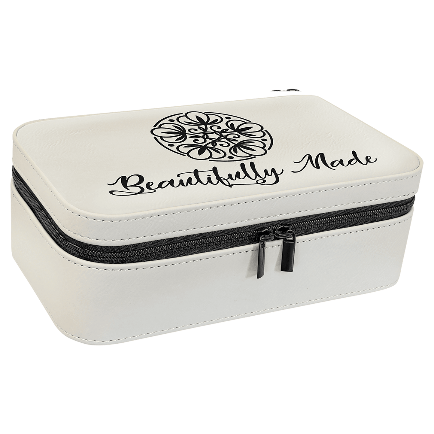 7 1/2" X 4 1/2" White Laserable Leatherette Jewelry Box