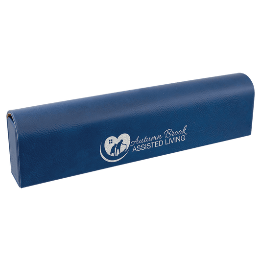 9 3/4" x 2 1/2" Blue/Silver Laserable Leatherette Pill Box