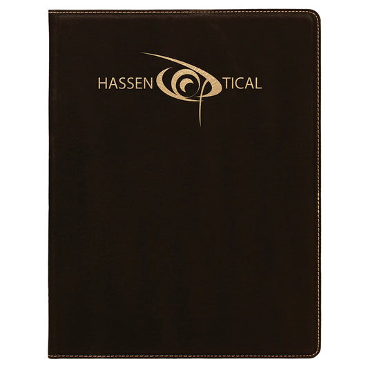 Black/Gold Small Leatherette Portfolio with Notepad